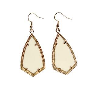 Lulu's White Caged Stone Drop Earrings